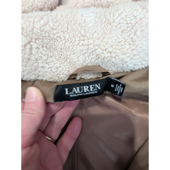 Lauren Ralph Lauren Goose Down Puffer Parka Jacket Women's Medium Brown Wool hoo - Picture 6 of 13